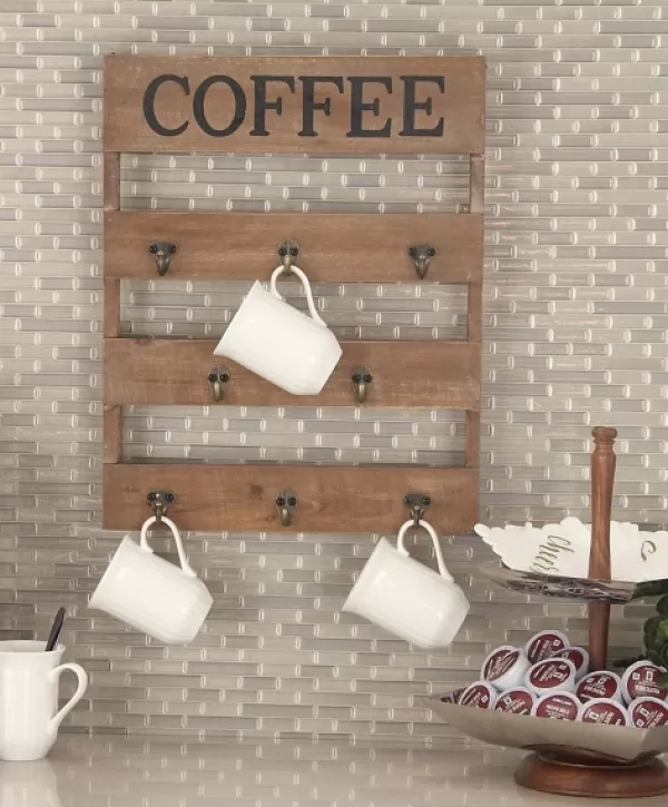 Hooks-Kirkland's Home Coffee Metal And Wood Plank Wall Hooks