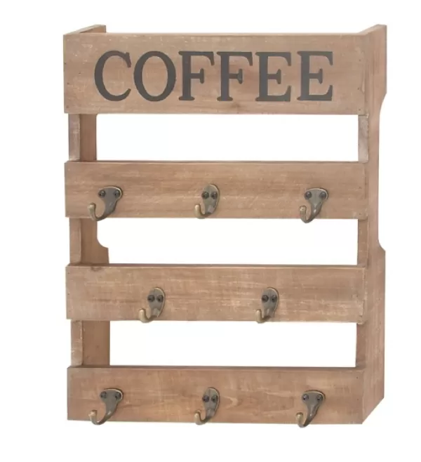 Hooks-Kirkland's Home Coffee Metal And Wood Plank Wall Hooks