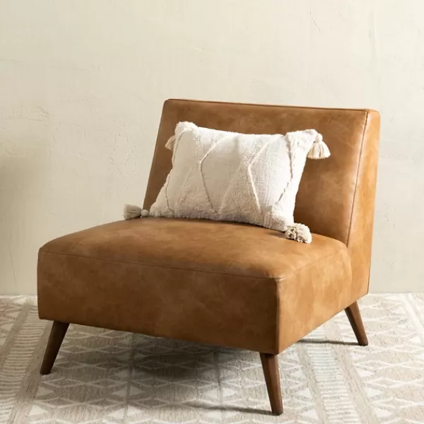 Accent Chairs-Kirkland's Home Cognac Faux Leather Accent Chair Tan