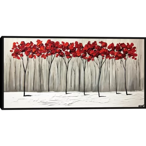 Framed Art-Kirkland's Home Collision Of Seasons Framed Canvas Art Print White/Gray/Red