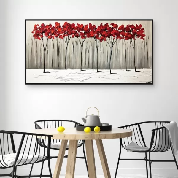 Framed Art-Kirkland's Home Collision Of Seasons Framed Canvas Art Print White/Gray/Red