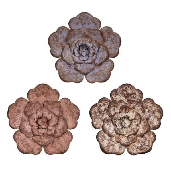 Wall Plaques-Kirkland's Home Color Metal Flower Wall Plaques, Set Of 3 Multi