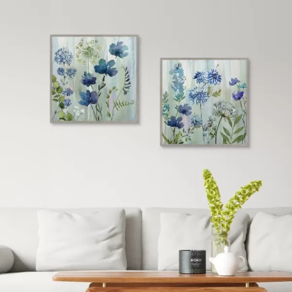 Framed Art-Kirkland's Home Color Wash 2-Pc. Framed Canvas Art Set Blue/Green