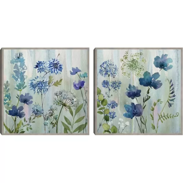Framed Art-Kirkland's Home Color Wash 2-Pc. Framed Canvas Art Set Blue/Green