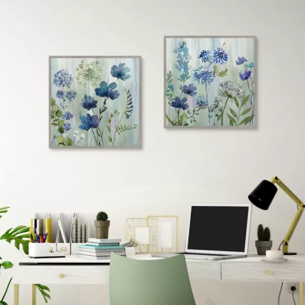 Framed Art-Kirkland's Home Color Wash 2-Pc. Framed Canvas Art Set Blue/Green