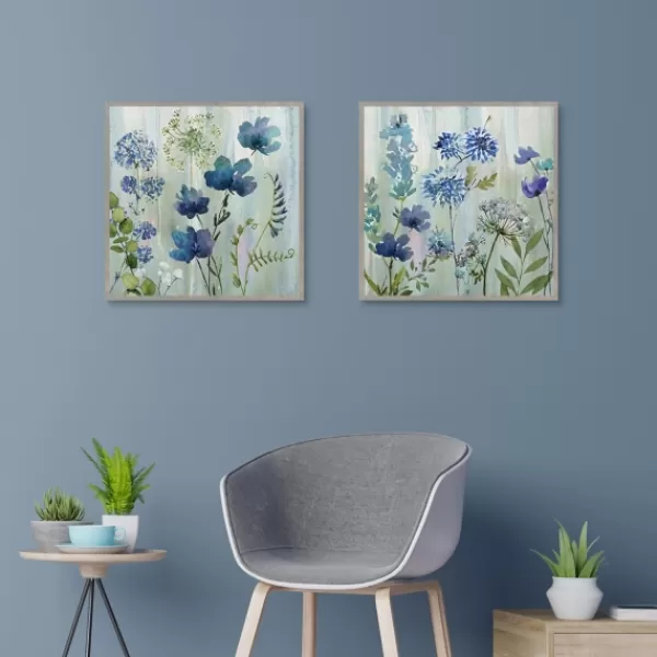 Framed Art-Kirkland's Home Color Wash 2-Pc. Framed Canvas Art Set Blue/Green