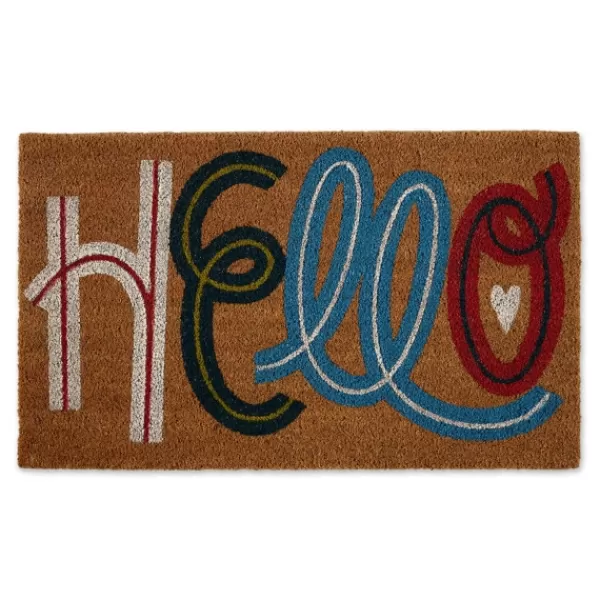 Doormats-Kirkland's Home Colorful Hello Coir Doormat Tan/Multi