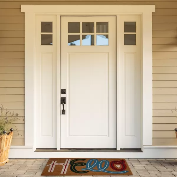 Doormats-Kirkland's Home Colorful Hello Coir Doormat Tan/Multi