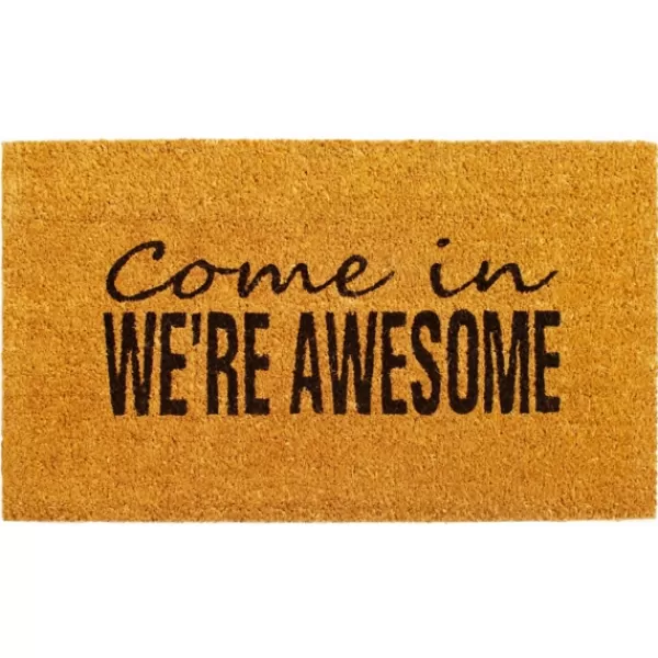 Doormats-Kirkland's Home Come In We'Re Awesome Coir Doormat Tan/Black