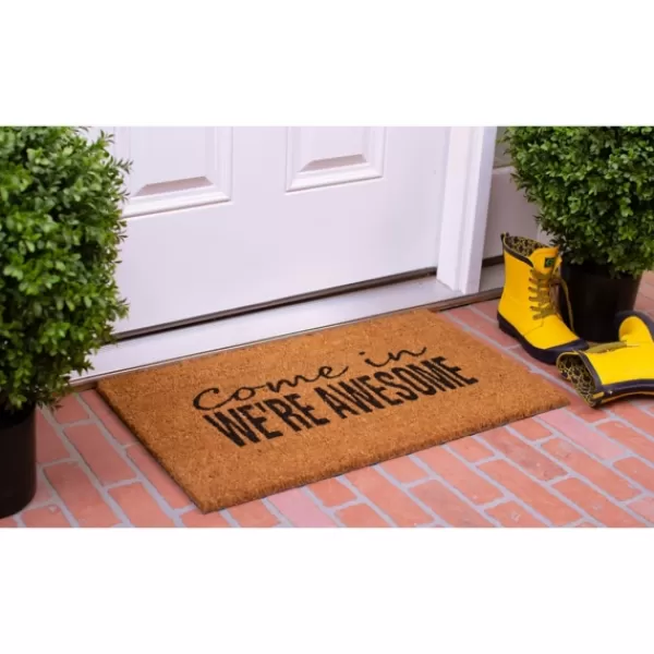 Doormats-Kirkland's Home Come In We'Re Awesome Coir Doormat Tan/Black