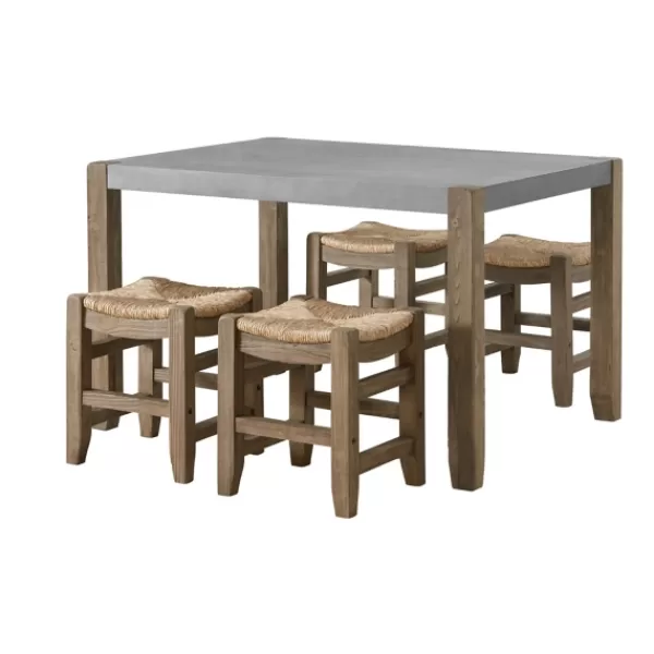 Dining Sets-Kirkland's Home Concrete Table And Stools 5-Pc. Dining Set Gray/Brown