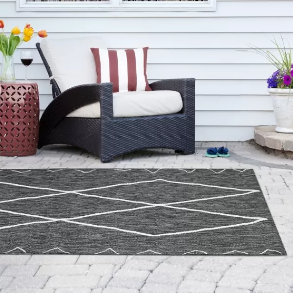 Outdoor Rugs-Kirkland's Home Connected Diamond Outdoor Area Rug, 8X10 Gray