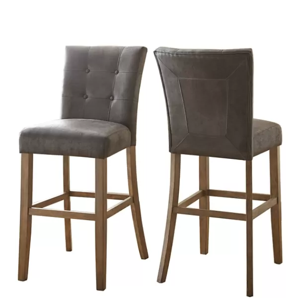 Bar Stools & Counter Height Stools-Kirkland's Home Connor Tufted Bar Stools, Set Of 2 Gray