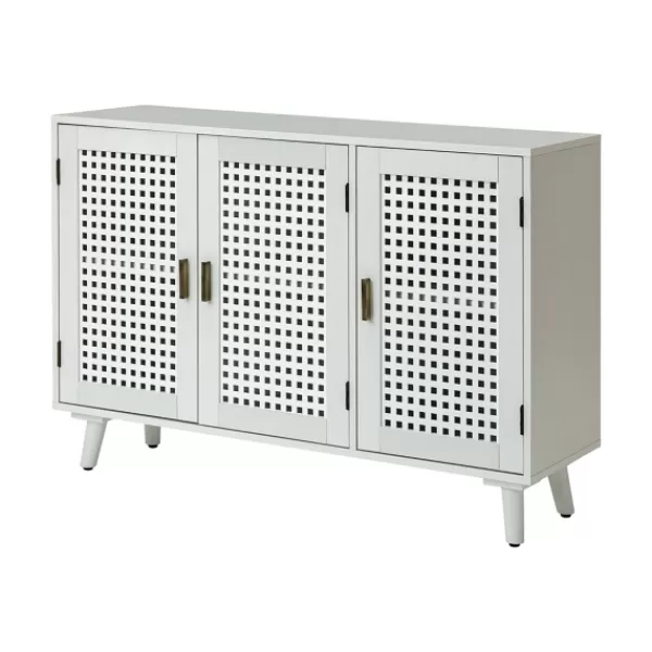 Cabinets & Sideboards-Kirkland's Home Contemporary Lattice Doors Sideboard White