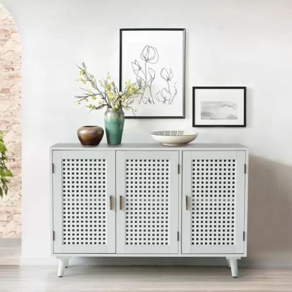 Cabinets & Sideboards-Kirkland's Home Contemporary Lattice Doors Sideboard White