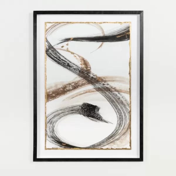 Framed Art-Kirkland's Home Contemporary Neutral Ribbons Framed Art Print White/Black/Gold