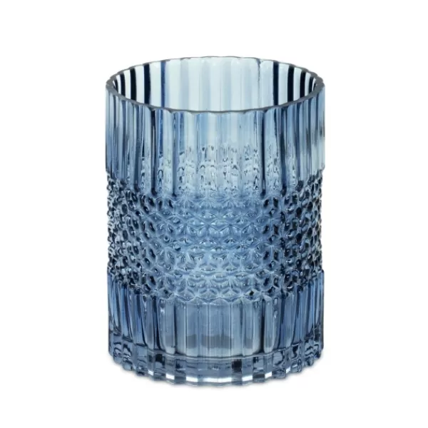 Vases-Kirkland's Home Cool Textured Glass Vase, 8 In. Blue