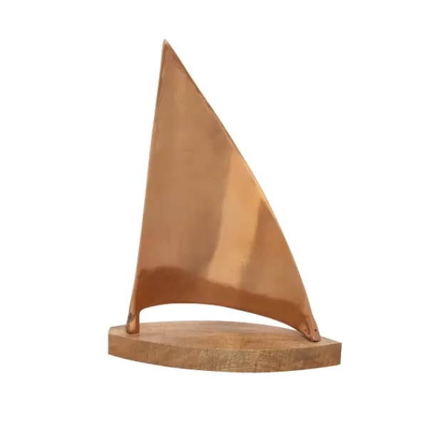 Statues & Figurines-Kirkland's Home Copper Mango Wood Sailboat Brown