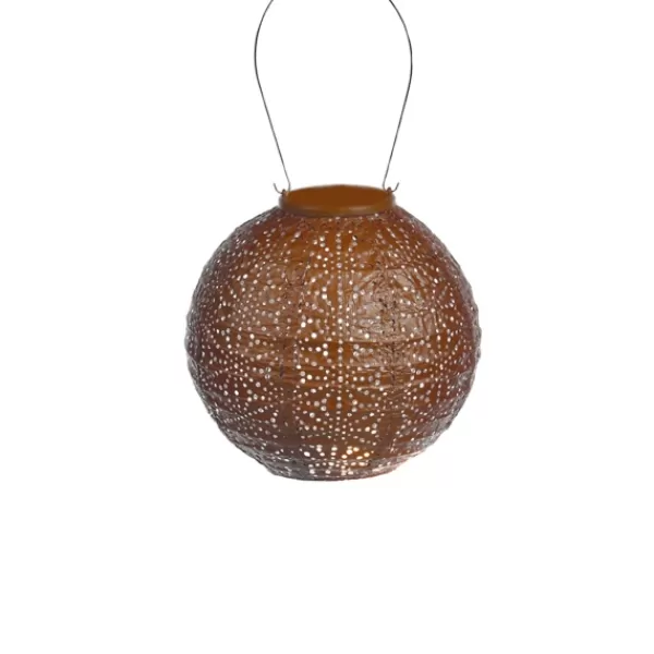 Outdoor Lighting-Kirkland's Home Copper Sashiko Round Hanging Led Outdoor Lantern Brown