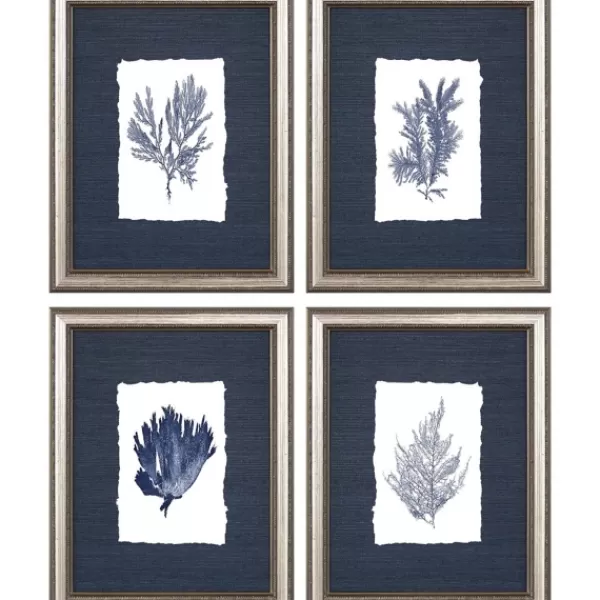 Framed Art-Kirkland's Home Coral 4-Pc. Silver Framed Art Print Set Blue