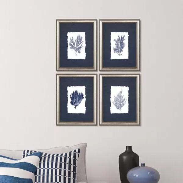 Framed Art-Kirkland's Home Coral 4-Pc. Silver Framed Art Print Set Blue