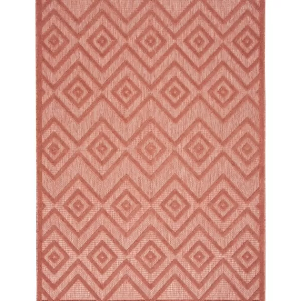 Outdoor Rugs-Kirkland's Home Coral Diamond Indoor/Outdoor Area Rug, 5X7 Orange