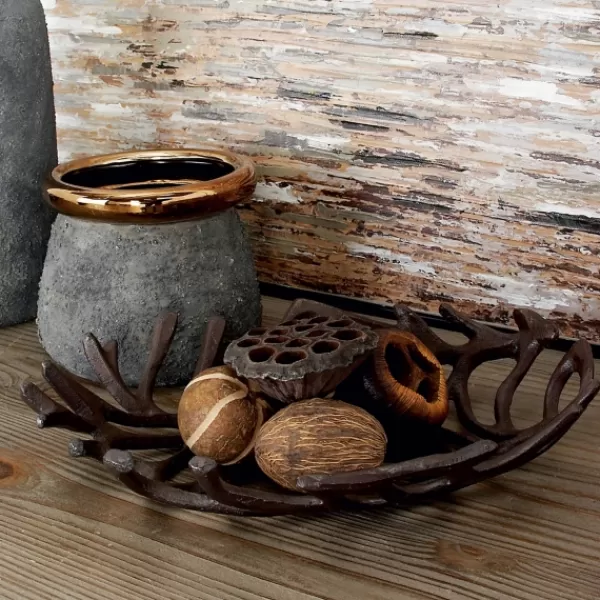 Decorative Trays-Kirkland's Home Coral Reef Oval Trays, Set Of 2 Black