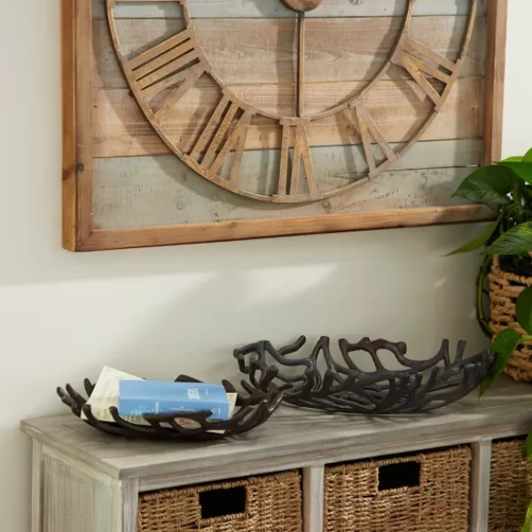 Decorative Trays-Kirkland's Home Coral Reef Oval Trays, Set Of 2 Black