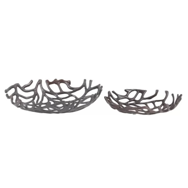 Decorative Trays-Kirkland's Home Coral Reef Oval Trays, Set Of 2 Black