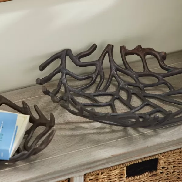 Decorative Trays-Kirkland's Home Coral Reef Oval Trays, Set Of 2 Black