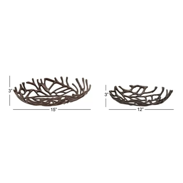 Decorative Trays-Kirkland's Home Coral Reef Oval Trays, Set Of 2 Black