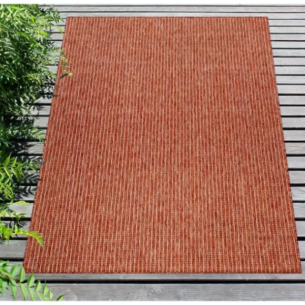 Outdoor Rugs-Kirkland's Home Coral Woven Outdoor Area Rug, 7X9 Red