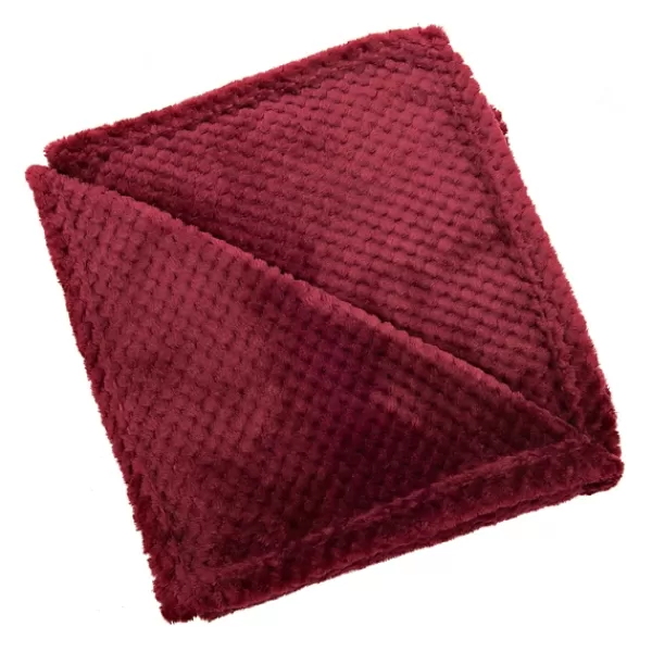 Blankets & Throws-Kirkland's Home Cordovan Heavenly Plush Bubble Throw Red