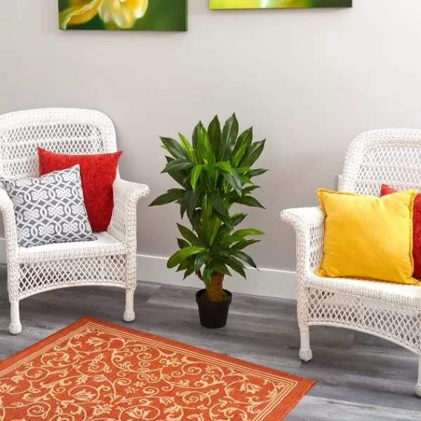 Trees & Topiaries-Kirkland's Home Corn Stalk Dracaena Plant In Black Planter