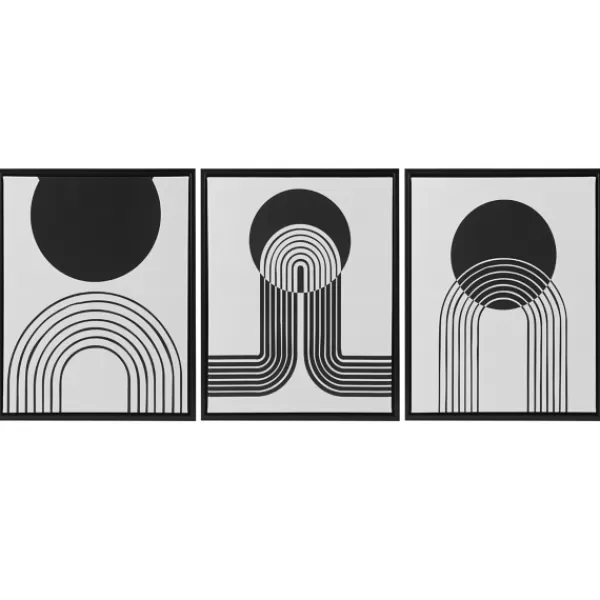 Canvas Art-Kirkland's Home Cosmic Curl Geometric 3-Pc. Grayscale Wall Art Gray/White/Black