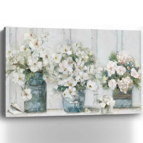 Canvas Art-Kirkland's Home Cottage Mantle Canvas Art Print White/Gray/Green