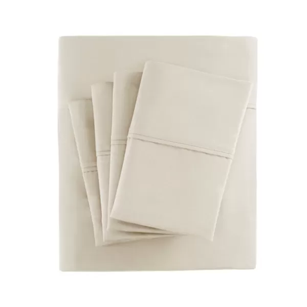 Bed Sheets-Kirkland's Home Cotton Blend Sateen 6-Pc. King Sheet Set Ivory