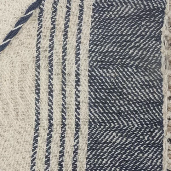 Blankets & Throws-Kirkland's Home Cotton Diamond Geometric Fringe Throw Blue