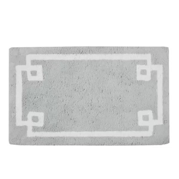 Bathroom Rugs-Kirkland's Home Cotton Tufted Bath Mat With Border, 30 In. Gray