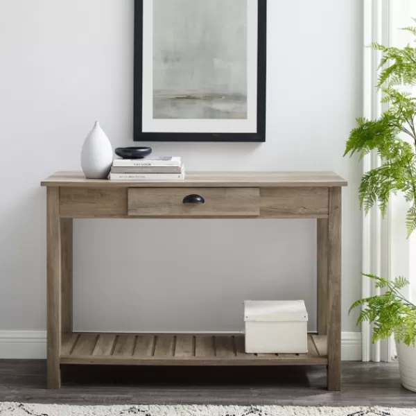 Console Tables-Kirkland's Home Country Style Washed Console Table Gray