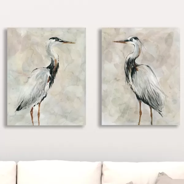 Canvas Art-Kirkland's Home Crane At Dusk Giclee Canvas Art Prints, Set Of 2 Gray/White/Black