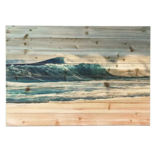 Wall Plaques-Kirkland's Home Crashing Waves Wood Wall Plaque Blue