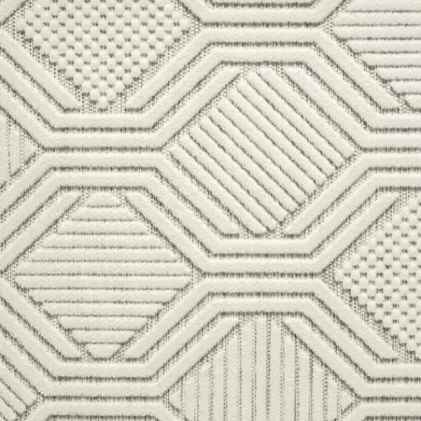 Outdoor Rugs-Kirkland's Home Cream And Blue Geo Indoor/Outdoor Area Rug, 7X9 White/Blue