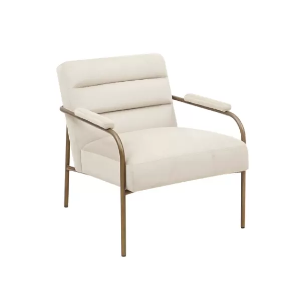 Accent Chairs-Kirkland's Home Cream And Gold Channeled Accent Chair Ivory