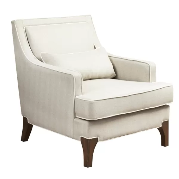 Accent Chairs-Kirkland's Home Cream And White Contrast Welting Accent Chair Ivory