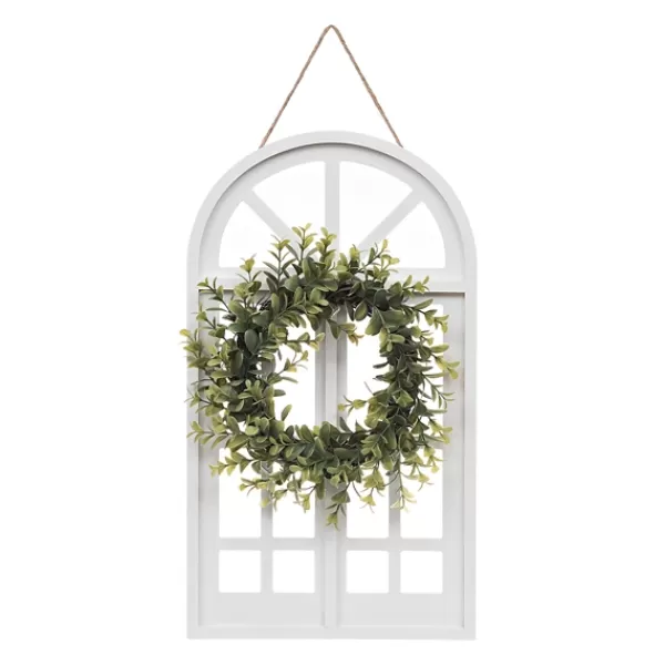 Wall Plaques-Kirkland's Home Cream Arch With Wreath White/Green