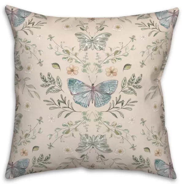 Pillows-Kirkland's Home Cream Botanical Butterfly Throw Pillow Ivory