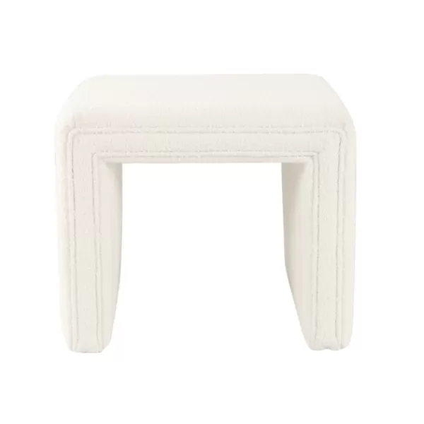 Benches & Ottomans-Kirkland's Home Cream Boucle Arch Ottoman White