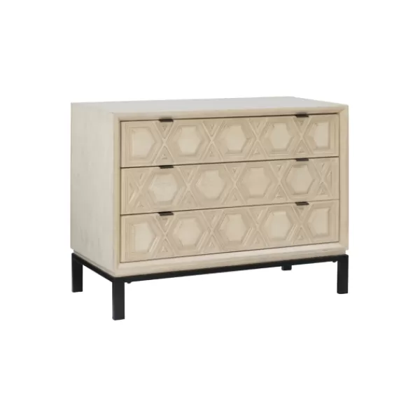 Cabinets & Sideboards-Kirkland's Home Cream Geometric Overlay Chest