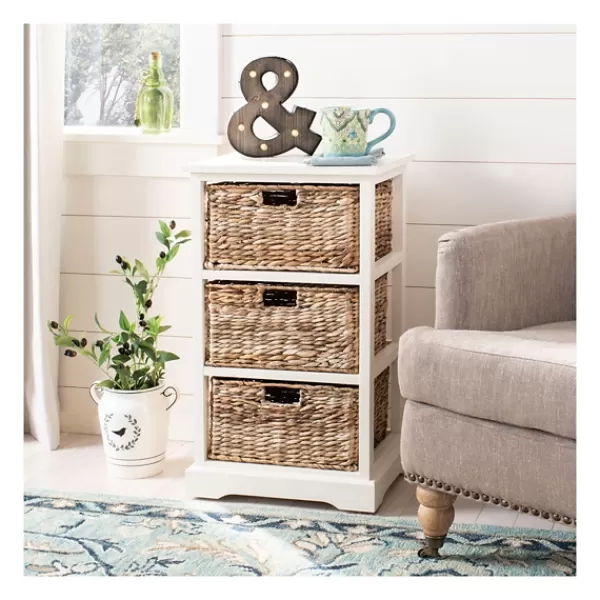 Accent & End Tables-Kirkland's Home Cream Hailey Wicker Basket Storage Accent Table Ivory